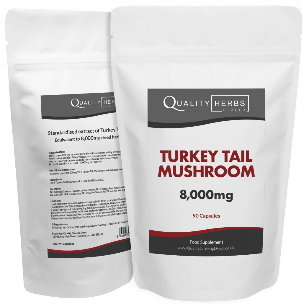 Turkey Tail Mushroom 8,000mg Capsules Powerful Formula Quality