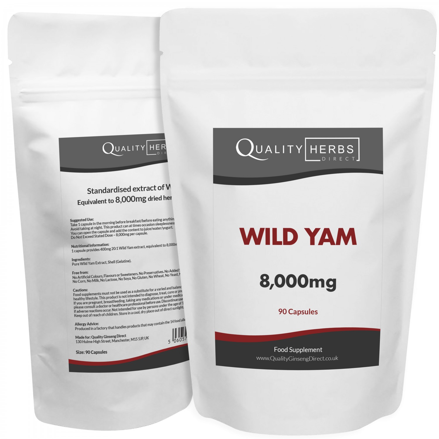 Wild Yam 8000mg Capsules Powerful Formula Quality Ginseng Direct